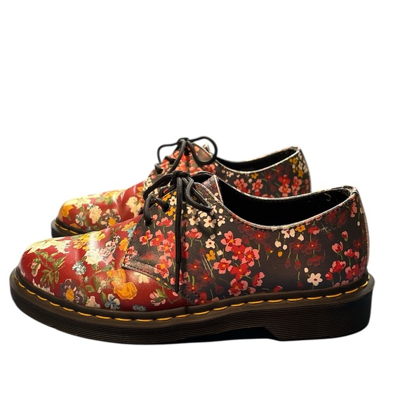 Dr Martens Air Hand Painted Floral Lace-Up Oxfords - Picture 2 of 11